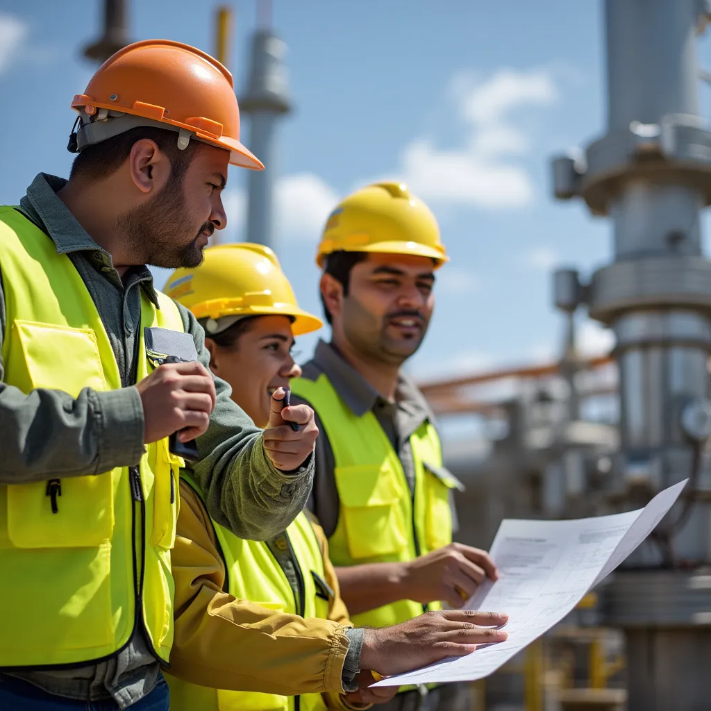 Equipo de ingenieros en un proyecto de combustible