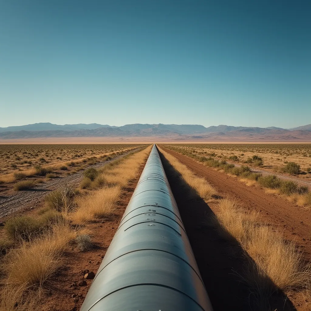 Oleoducto extendiéndose por el paisaje argentino